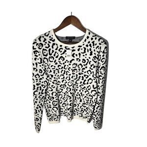 Ann Taylor Black and White Leopard Print Sweater